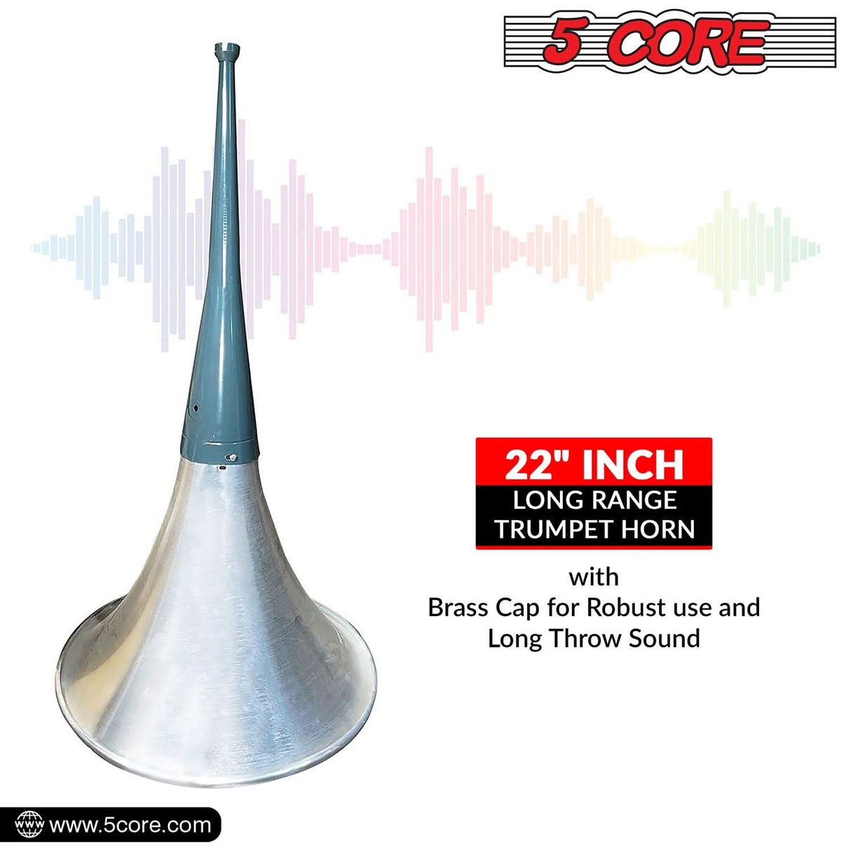 5 Core PA Speaker Trumpet Reflex Horn Throat 22" Aluminum Body Support Most Compression Driver