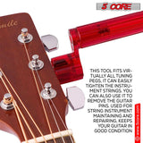 5Core Guitar String Winder Professional Guitars Tools Peg Winder with Bridge Pin Remover RED