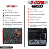 5 Core 6 Channel Compact Studio Mixer with Built-In Effects & USB Interface Bluetooth- Digital Mixer for Home Studio Recording, Podcast DJs and more MX 6CH XL