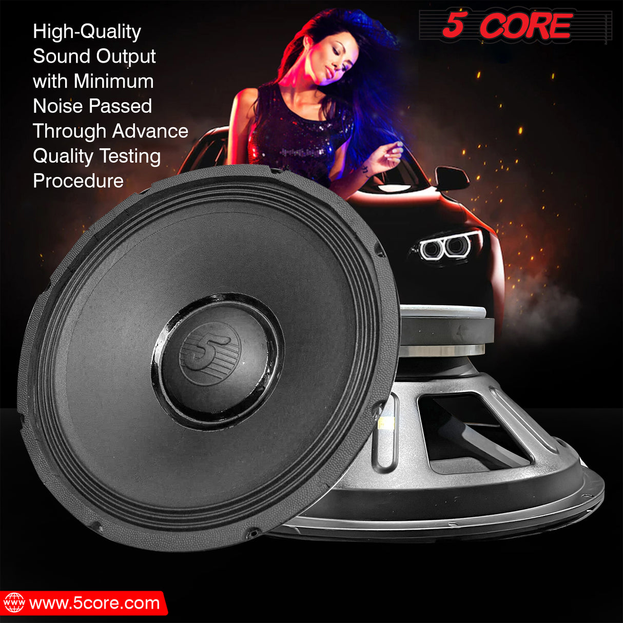 15 inch Subwoofer Replacement PRO DJ Speaker Sub Woofer Loudspeaker Wide Full Range Loud 250 Watts RMS (2200W PMPO) 185MM Magnet 5 Core 15-185 MS 250W