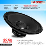 5Core 15 Inch Subwoofer Speaker 3500W Peak 8Ohm PA Replacemen DJ Sub Woofer 90 Oz Magnet