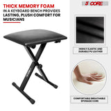 5 Core Keyboard Bench X Style Piano Stool Padded Adjustable Keyboards Chair Black