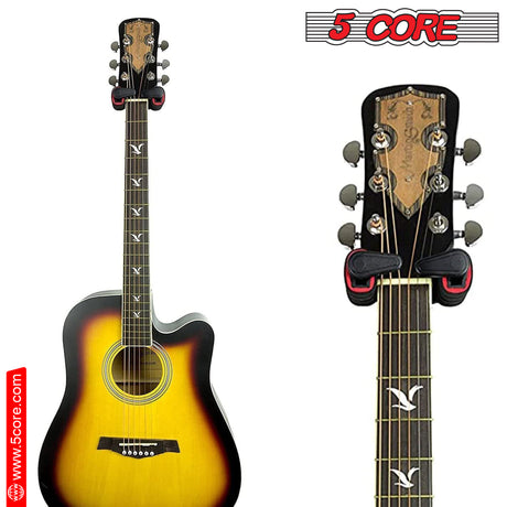 5 Core Guitar Wall Mount Hanger| Kitaarhaak Wieg en muurmontering outomatiese slot, stewige, veilige en verstelbare houer vir akoestiese en elektriese kitare, ukulele, bas, banjo en mandolien- GH ABS R 1PC