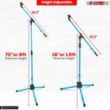 5Core Tripod Mic Stand Heavy Duty Adjustable Holder Floor Microphone Boom Arm SKY BLUE