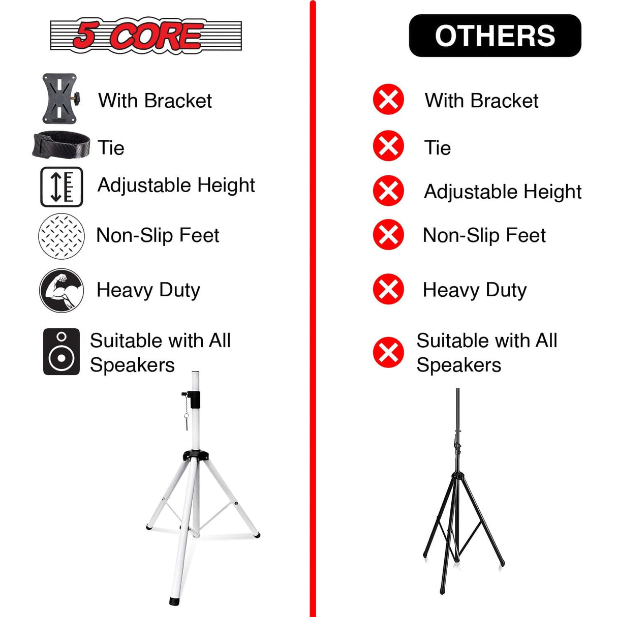 5Core Speaker Stand Tripod Tall Adjustable 72 Inch DJ Pole Mount Studio Monitor Stands Yellow