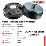 5 Core Compression Driver 135W RMS 8 Ohm Titanium Horn Throat Tweeter Speaker 18 TPI Threading