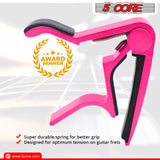 5 Core Guitar Capo Pink 2 Pack | 6-String Capo for Acoustic and Electric Guitars, Bass, Mandolin, Ukulele- CAPO PNK 2 Pcs