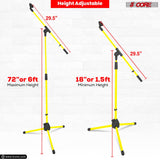 5Core Tripod Mic Stand Heavy Duty Adjustable Holder Floor Microphone Boom Arm YELLOW