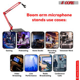 5Core Microphone Boom Arm Desk Mic Stand Adjustable Clamp Suspension Boom Stands RED