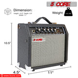 5 Core 20W Electric Guitar Amplifier Black - Clean, and Distortion Channel - Equalization and AUX Line Input - for Recording Studio, Practice Room, Small Courtyard- GA 20 BLK