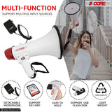 5Core Megaphone Bullhorn Speaker 50W Bull Horn Cheer Megafono 1000 Yards Battery