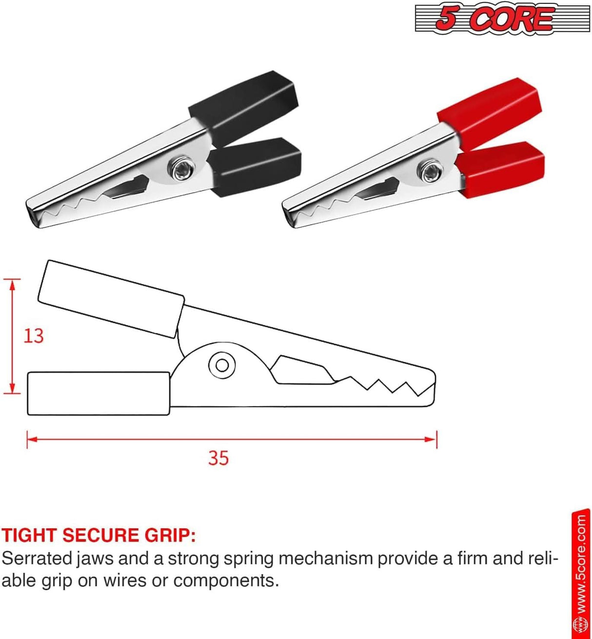 5Core Alligator Clips Electrical Metal Battery Jumper Clamps nsulated Gator Clip