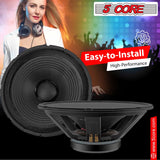 5Core 15 Inch Subwoofer Speaker 8 Ohm Full Range Replacement DJ Bass Sub Woofer