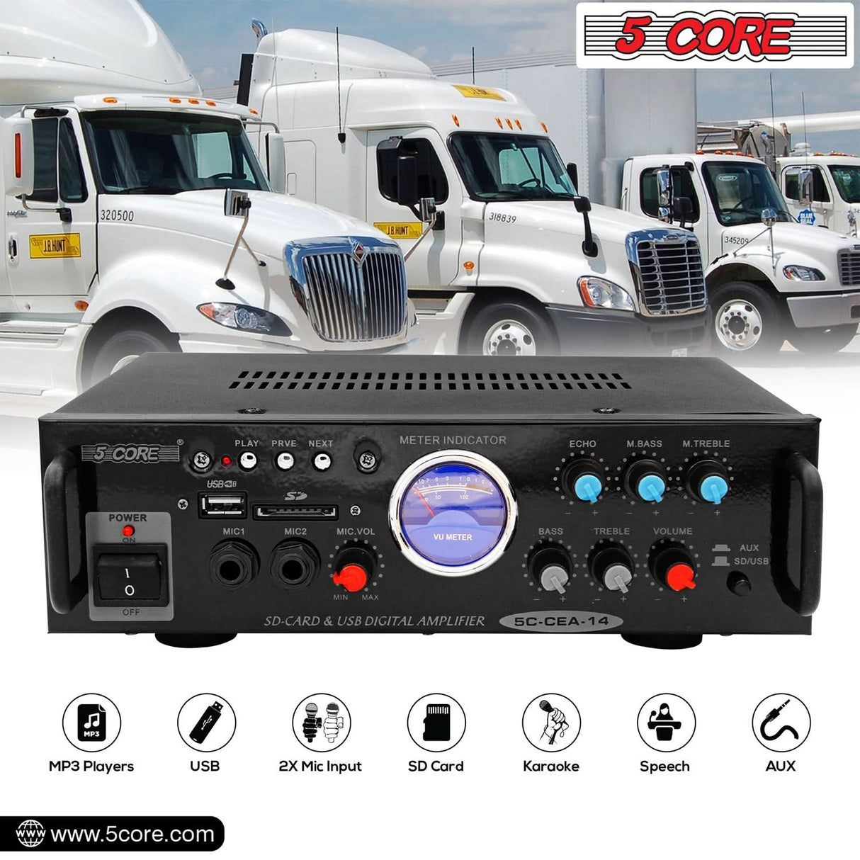 5Core Dual Channel Amplifier Car Audio System 300W Audio Reciver Car amp