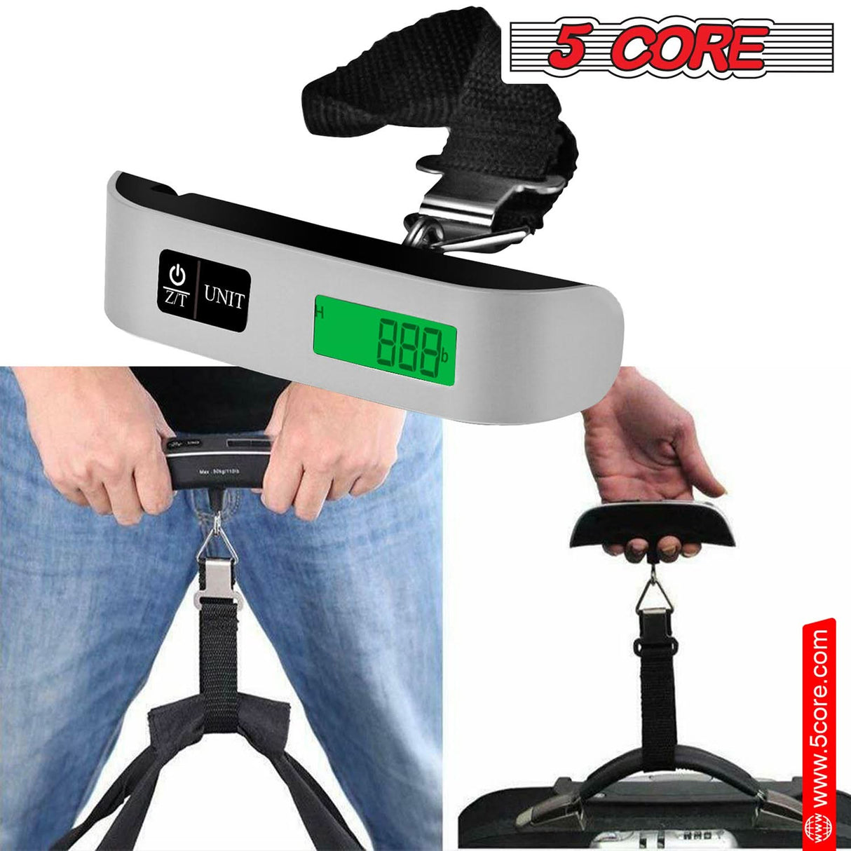 5Core Digital Luggage Scale Travel Weight Scales Hanging Baggage Weighing Machine