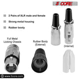 5Core XLR Connector Male Female to 1/4 Audio Jack 3 Pin Secure Mic Plug w Locking Ends