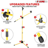 5Core Tripod Mic Stand Adjustable Heavy Duty Floor Holder Microphone Boom Arm YELLOW