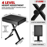 5 Core Keyboard Bench X Style Piano Stool Heavy Duty Adjustable Keyboards Chair Black