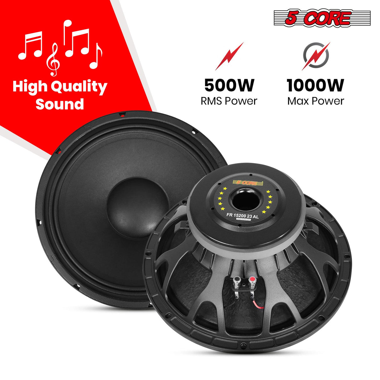 Speaker 2000W Peak 8 Ohm Full Range Replacement DJ Sub Woofer