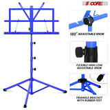 5Core Music Stand For Sheet Music Portable Tripod Adjustable Folding With Light Note Holder BLUE