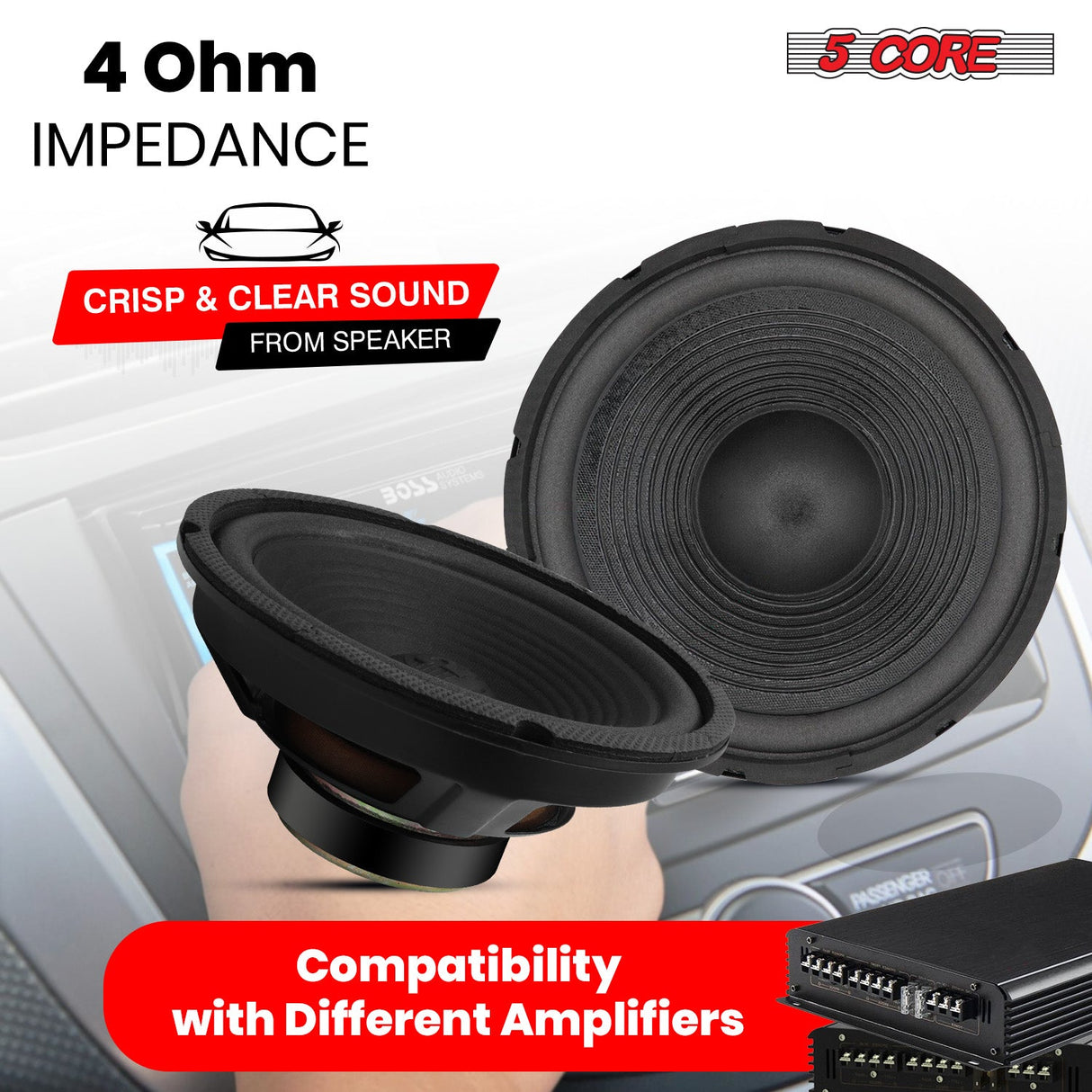 5 Core 8 Inch Subwoofer Speaker 1000W Combined Peak 4Ohm Replacement Car Bass Sub Woofer