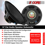 5 Core 10 inch Guitar Speaker 60W RMS 8 Ohm 13Oz Magnet Replacement Driver for Guitars Amplifier