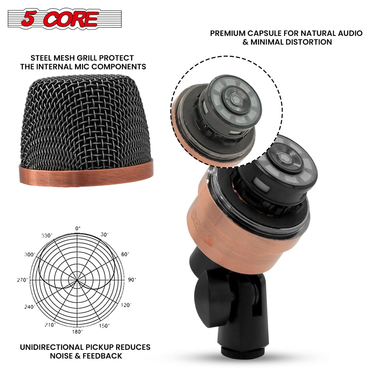 5Core Conga Mic Snare Tom Microphone Drum Kit Condenser XLR Instrument Mics