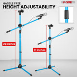 5Core Tripod Mic Stand Adjustable Heavy Duty Floor Holder Microphone Boom Arm SKY BLUE