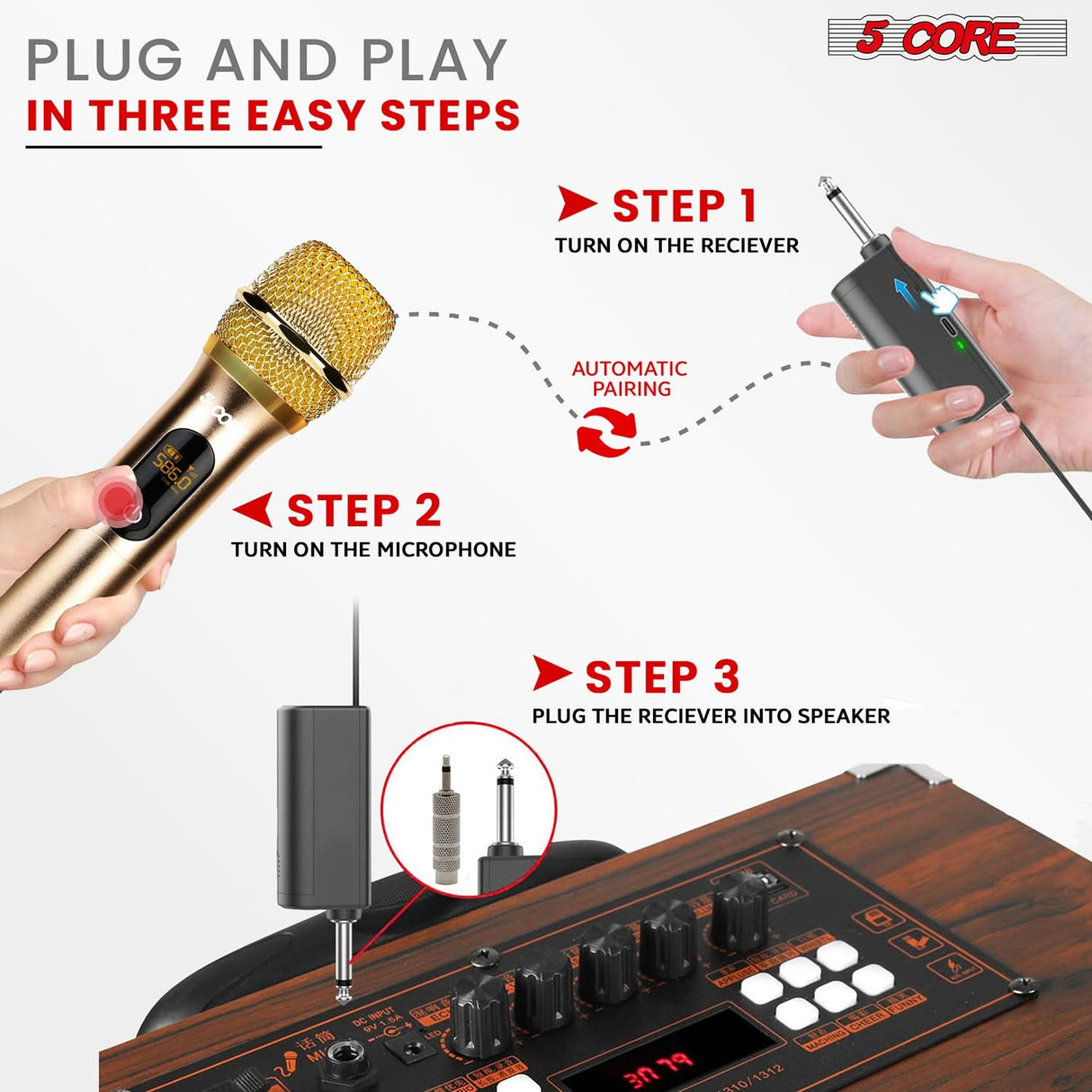 Set up your wireless karaoke mic in 3 easy steps—just plug, pair, and play for instant fun