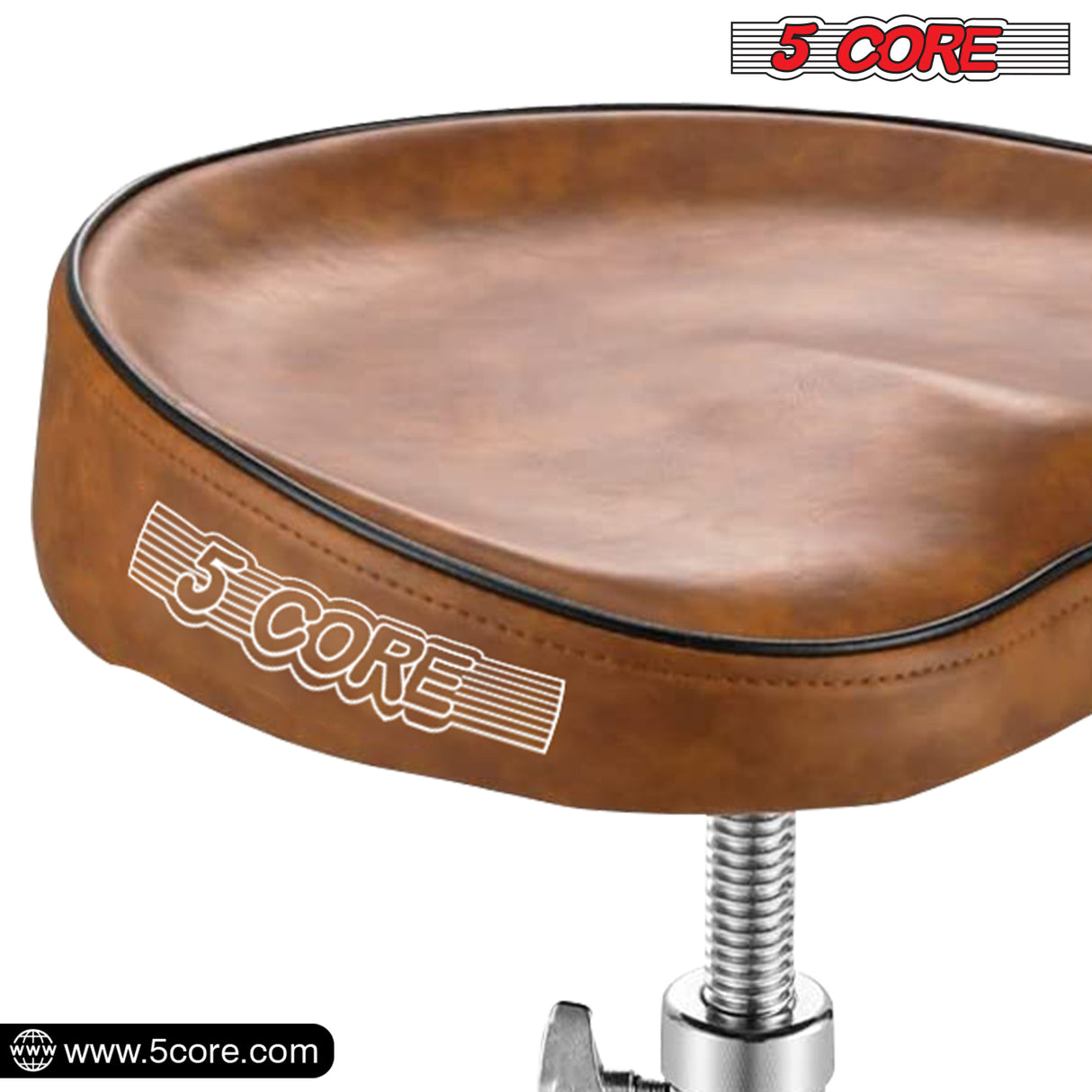 5Core Drum Throne Padded Guitar Stool Saddle Drummer Seat for Adults & Kids BROWN