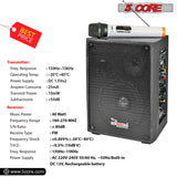 5Core Portable PA Speaker System 40W + Wireless Mic Rechargeable Public Speaking Machine