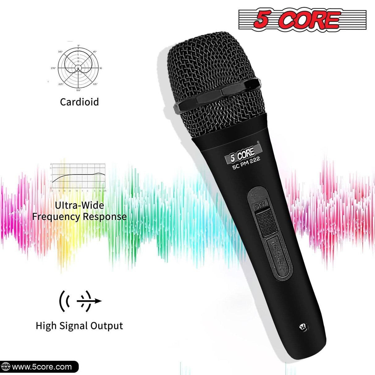 5Core XLR Microphone Dynamic Mic Karaoke Singing Studio Mics Handheld Microfono