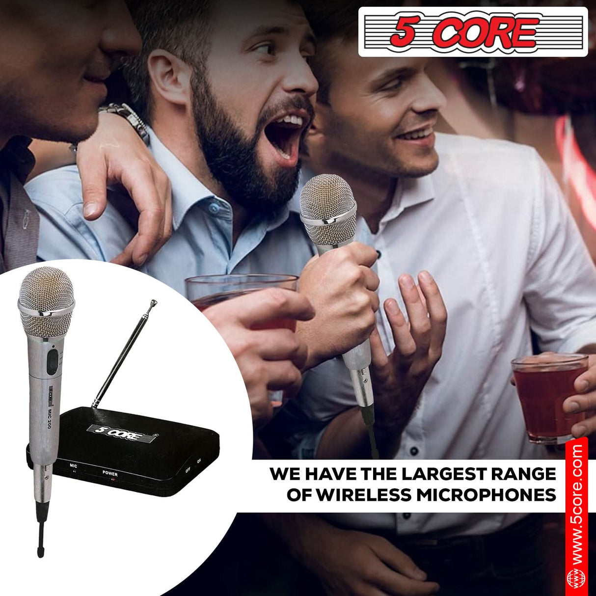 5Core Wireless Microphone Dual Function Wireless - Wired Microphone Microfono Inalambrico