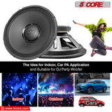 15 inch Subwoofer Replacement PRO DJ Speaker Sub Woofer Loudspeaker Wide Full Range Loud 250 Watts RMS (2200W PMPO) 185MM Magnet 5 Core 15-185 MS 250W