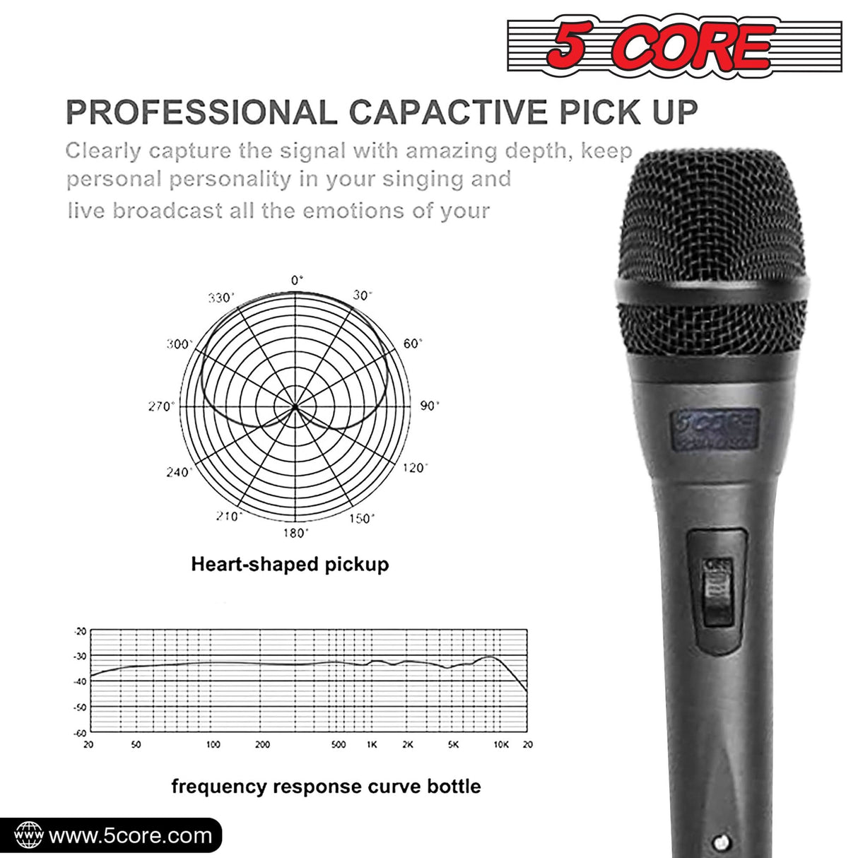 5Core XLR Microphone Dynamic Mic Karaoke Singing Studio Microfono Handheld Mics