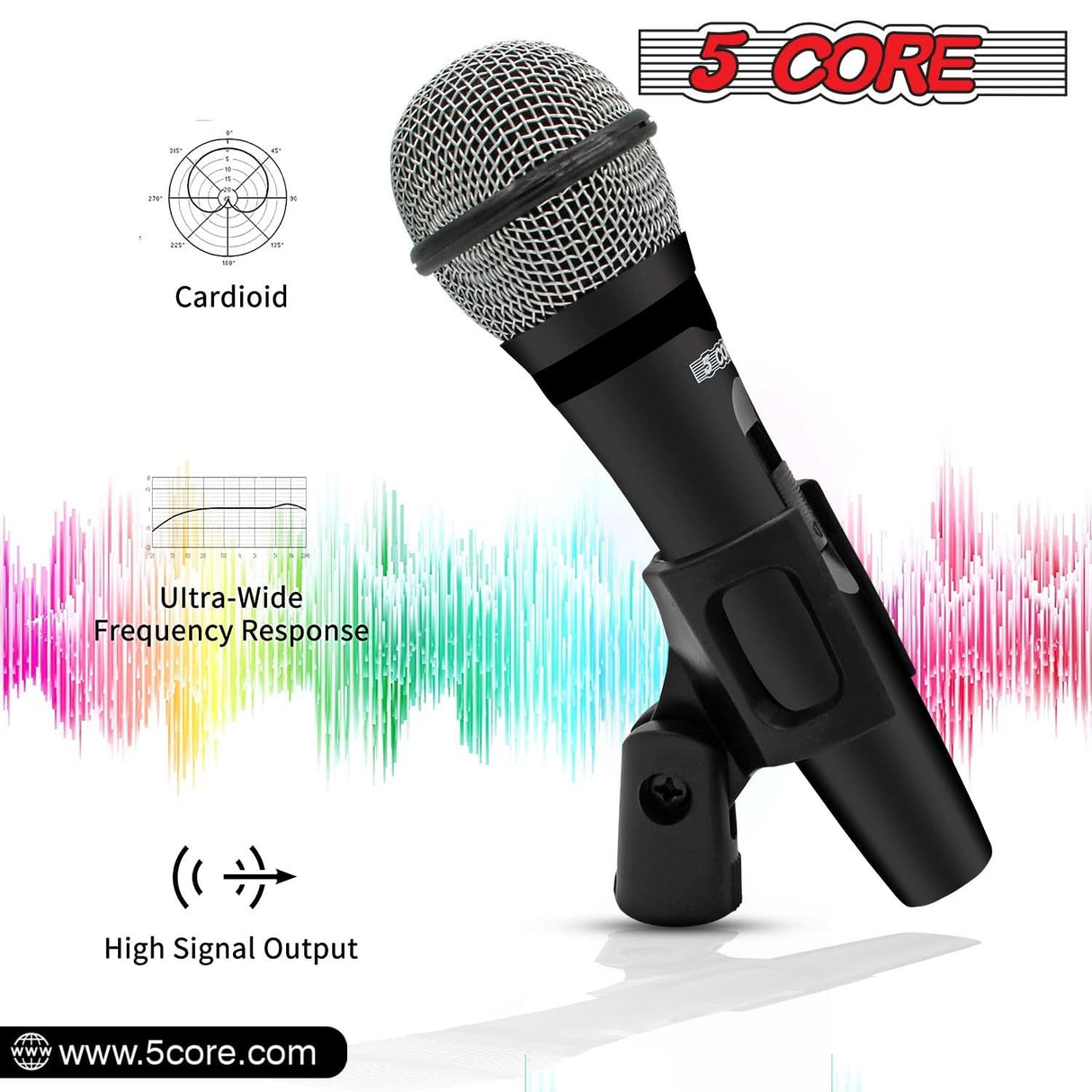 5Core XLR Microphone Dynamic Mic Karaoke Singing Studio Mics Handheld Microfono