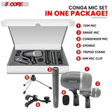 5Core Conga Mic Snare Tom Microphone Drum Kit Condenser XLR Instrument Mics