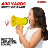 5Core Megaphone Bullhorn Speaker 15W Mini Battery Power Bull horn w Siren 400 Yard Range Yellow