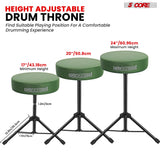 5Core Drum Throne Adjustable Guitar Stool Padded Drummer Seat for Adults & Kids Dark Green