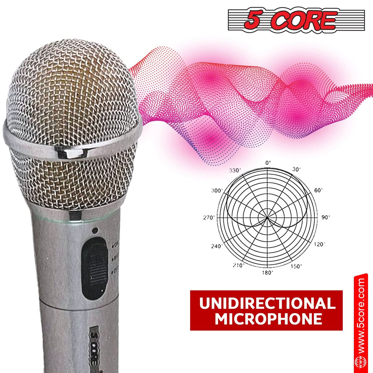 5Core Wireless Microphone Dual Function Wireless - Wired Microphone Microfono Inalambrico