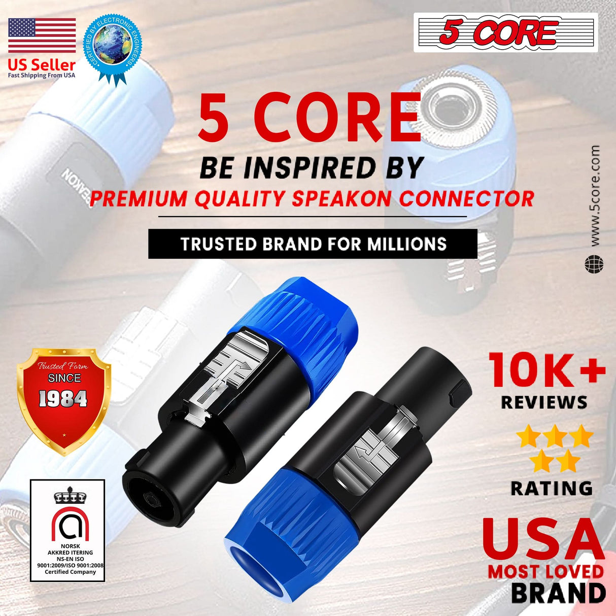 5Core Speakon Adapter High Quality Audio Jack Male Audio Pin Speaker Adapter Connector