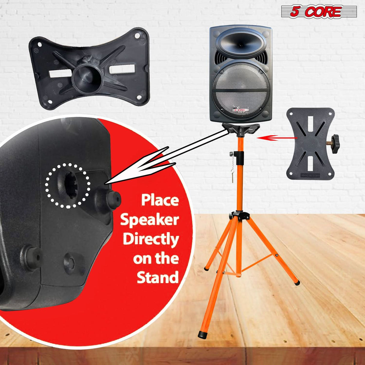 5Core Speaker Stand Tripod Tall Adjustable 72 Inch DJ Studio Monitor Stands Pole Mount BLACK