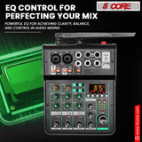 5Core Audio Mixer Sound Board 4 Channel PA DJ Stereo Receiver w Bluetooth USB DJ PA Karaoke Mixing