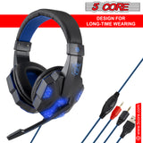 5 CORE Gaming Headset for PS4 PC One PS5 Console Controller, Noise Cancelling Microphone Over Ear Stereo Headphones with Mic, LED Light, Bass Surround, Earmuffs for Laptop Mac NES Games HDP GM1 B