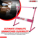 5 Core Keyboard Stand Z Style Height Adjustable Sturdy Piano Riser Lift Holder Stands PINK