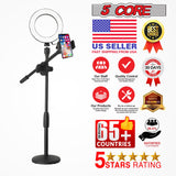 5Core 6 inch Ring Light + Cell Phone Stand Adjustable Ringlight LED w Phone Holder