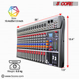 5 Core India Made 16 Channel Compact Studio Mixer with Built-In Effects & USB Interface Digital Mixer for Home Studio Recording, Podcast DJs & more MX 16CH EFF