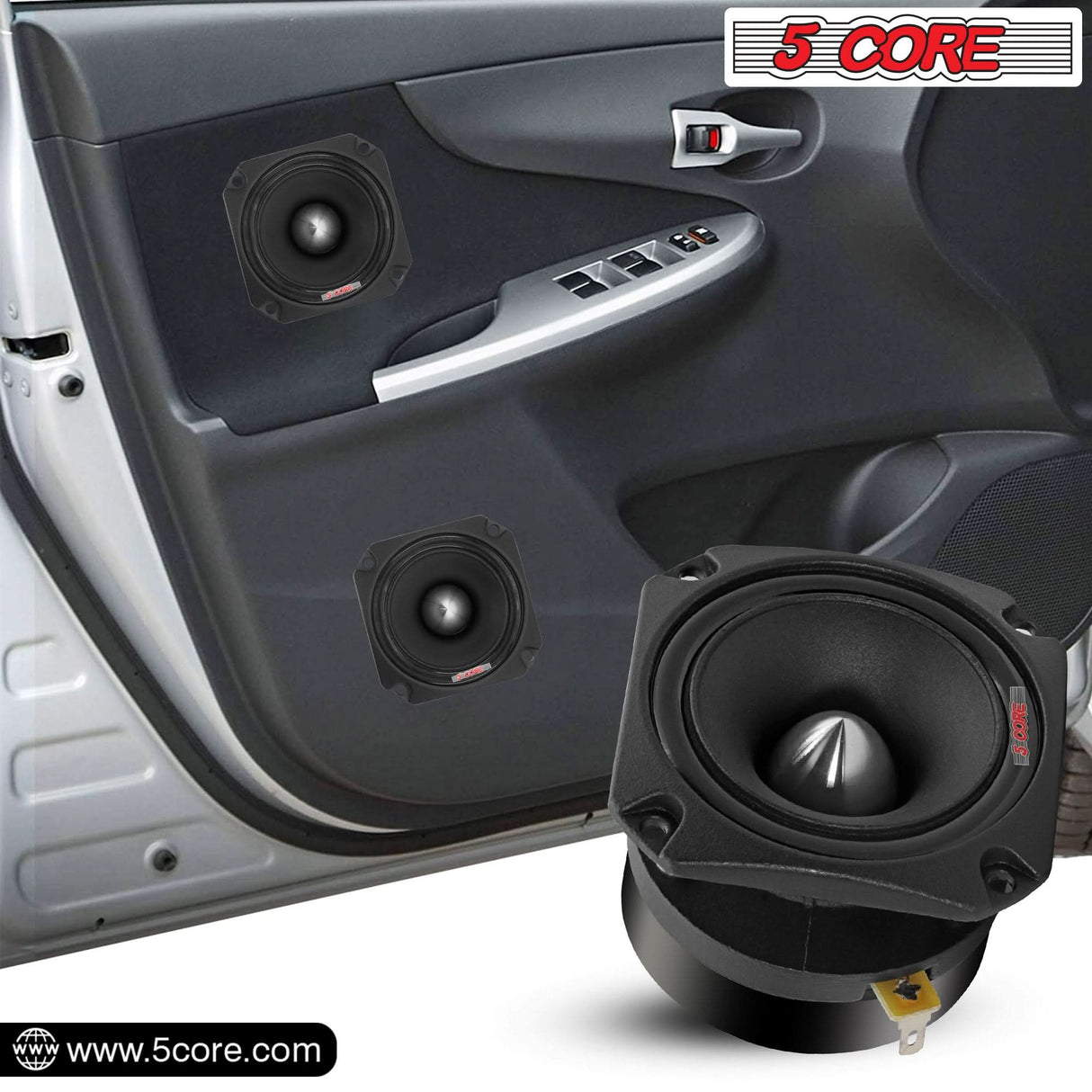 5Core Tweeters Speakers Car Audio Pair 600W Peak 3.5 Inch Super Tweeter Bullet