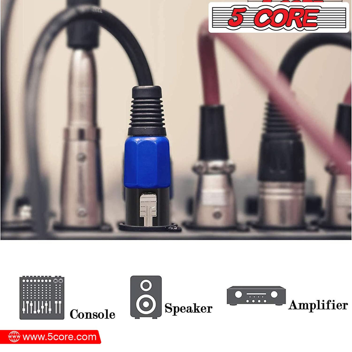 5 Core Speakon Adapter High Quality Audio Jack Male Audio Pin Speaker Adapter Connector