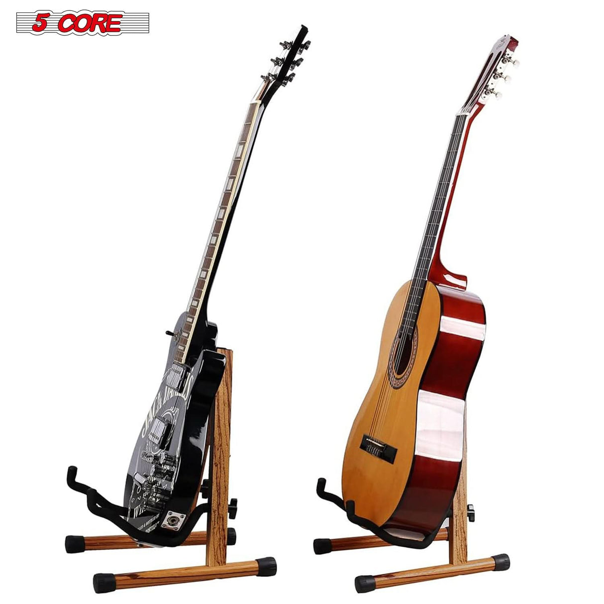 5Core Guitar Stand Floor Adjustable Solid Wood A Frame Universal Folding Acoustic Electric Bass Stands